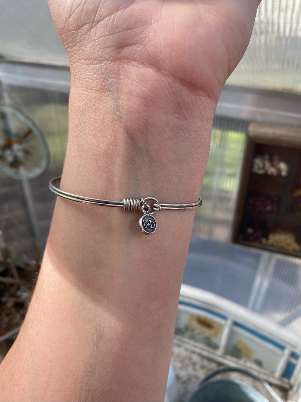 Luca + Danni Silver Baguette Crystal Bar Wire-Wrapped Bracelet Dainty Bangle - Picture 9 of 16